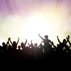 Silhouette of a party crowd on an abstract background
